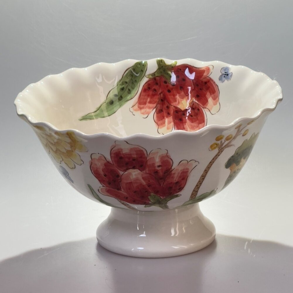 Maxcera Mum Floral Multi-Purpose Ceramic Footed Pedestal Bowl - Picture 2 of 8